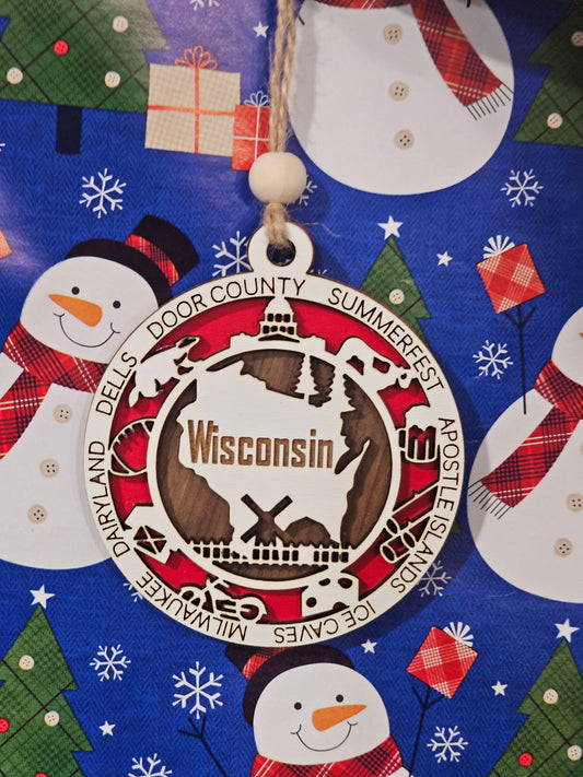 Wisconsins Favorite Things - Wooden Ornament