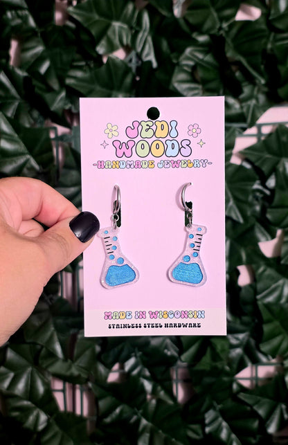 Blue Science Flask Earrings
