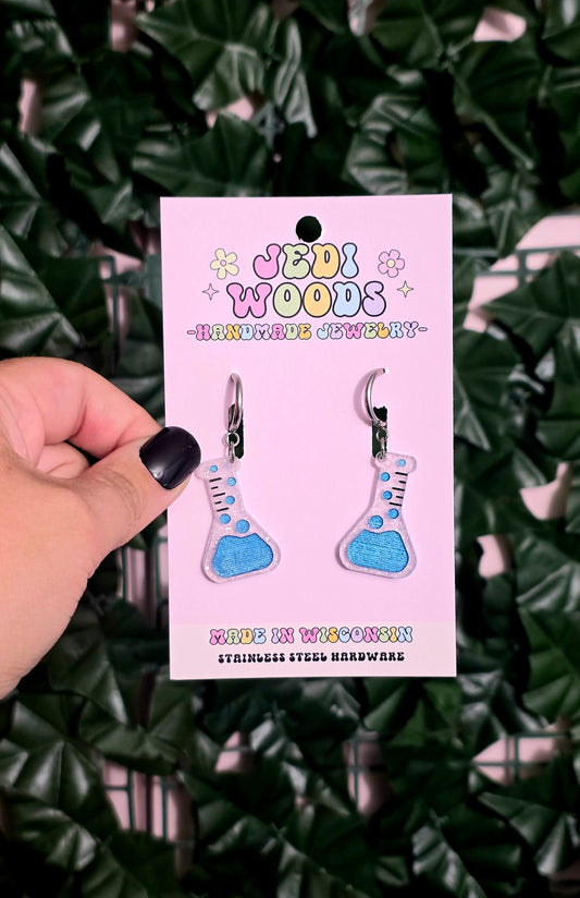 Blue Science Flask Earrings