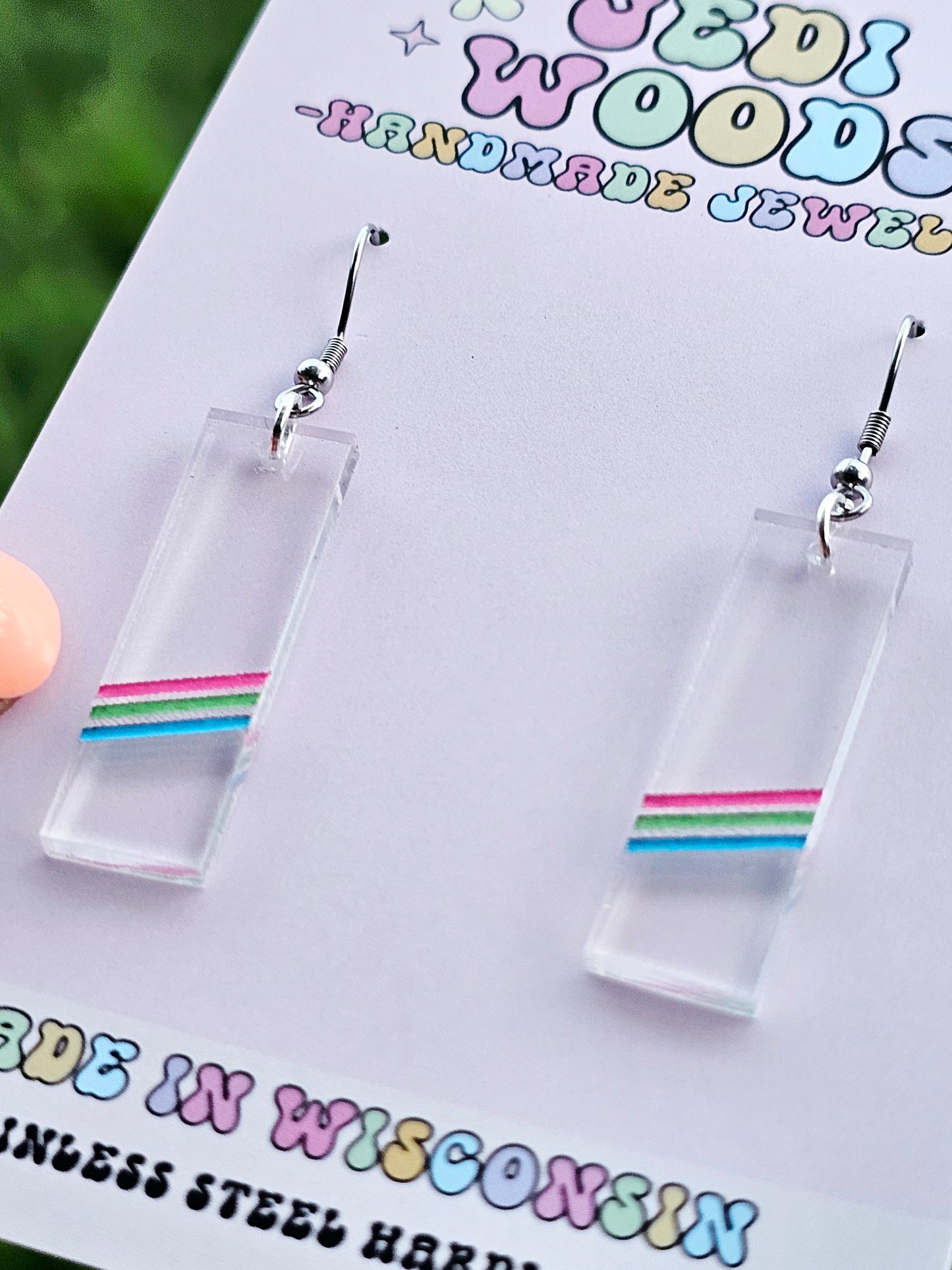 Subtle Polysexual Flag Earrings