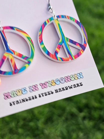 Large Peace Sign Earrings