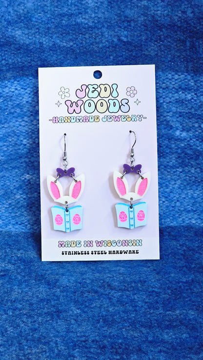 Bookish Bunny Earrings (2 colors!)