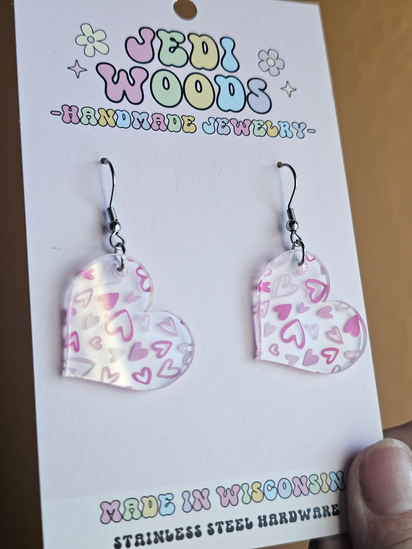 Scattered Pink Heart Earrings