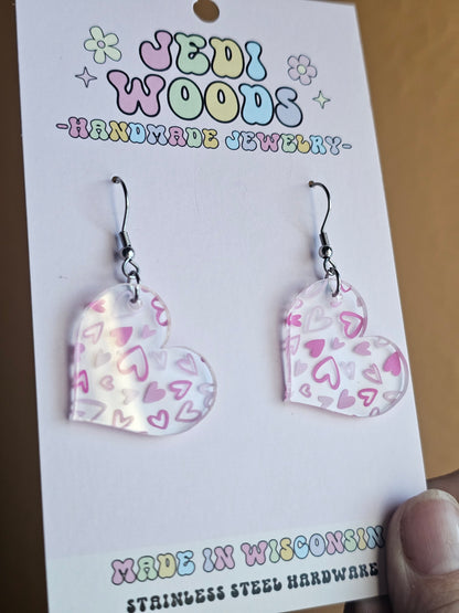 Scattered Pink Heart Earrings