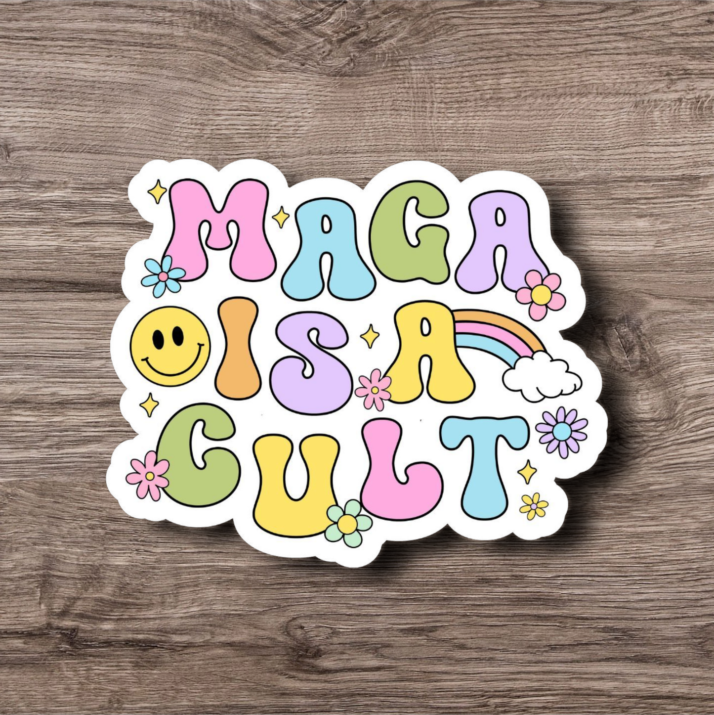 MAGA is a Cult - 3 Inch Glossy Waterproof Sticker