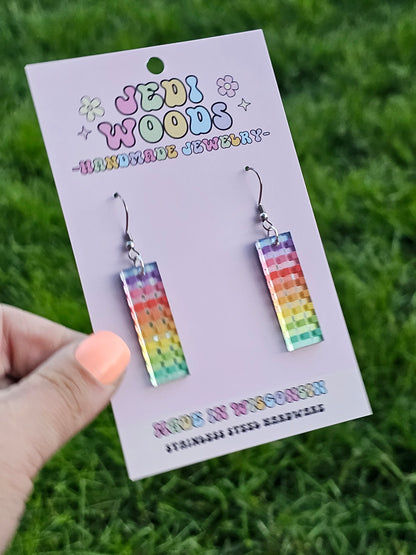 Metallic Rainbow Bar Dangles