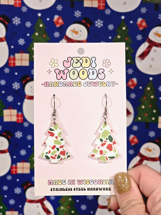 Terazzo Christmas Tree Earrings