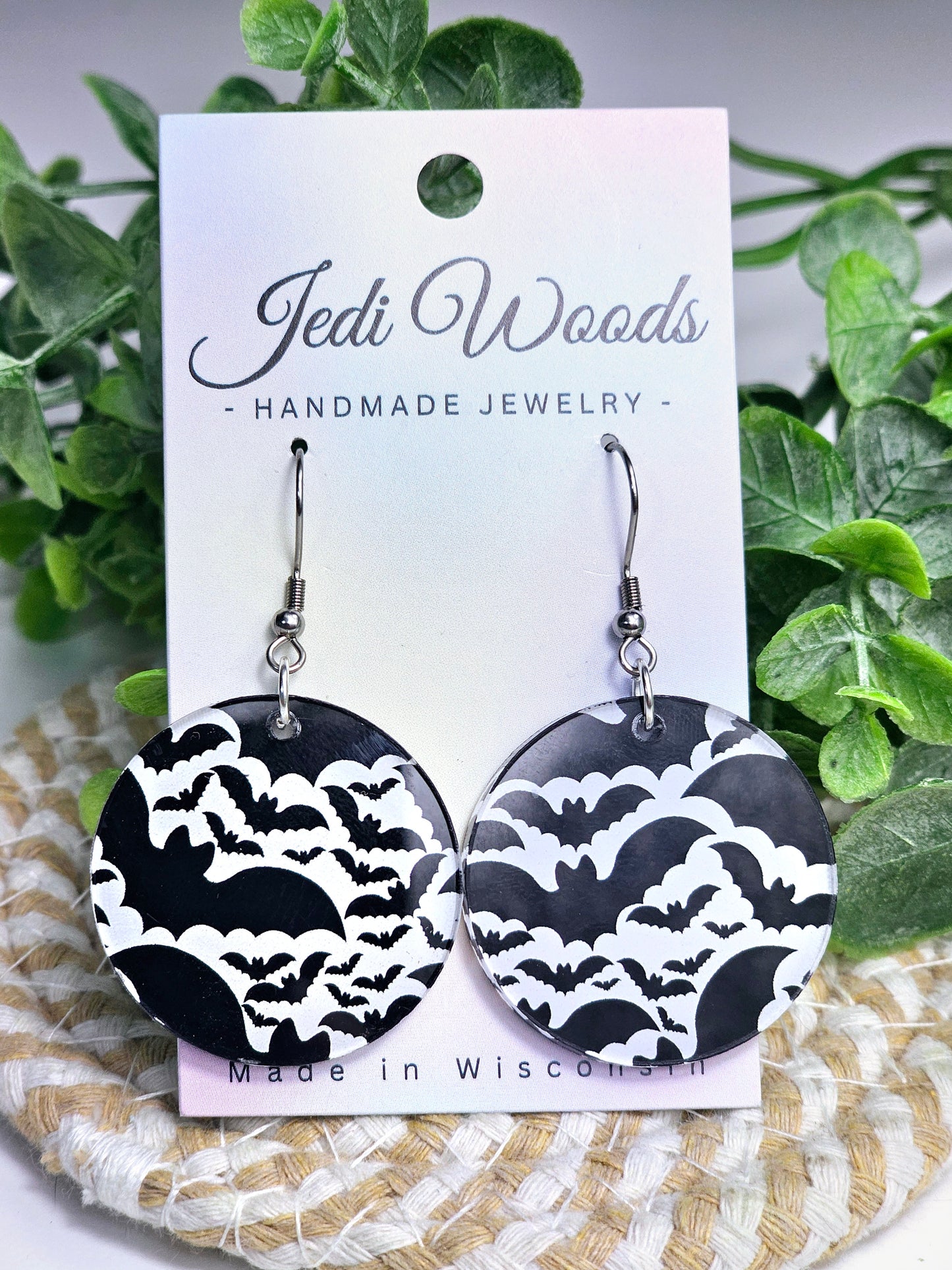 Black and White Medallion Earrings