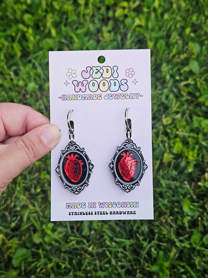 Beating Heart Speciman Frame Earrings