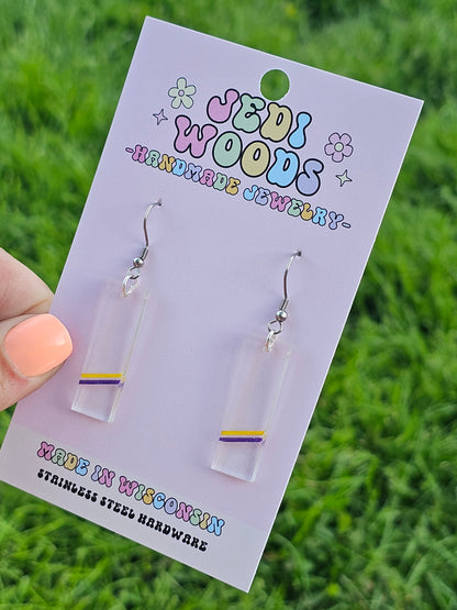 Subtle Intersex Pride Bar Earrings