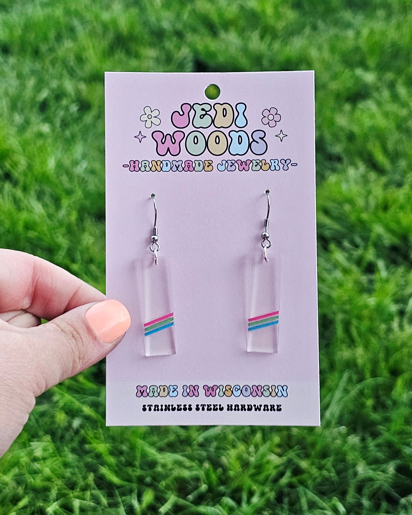 Subtle Polysexual Flag Earrings