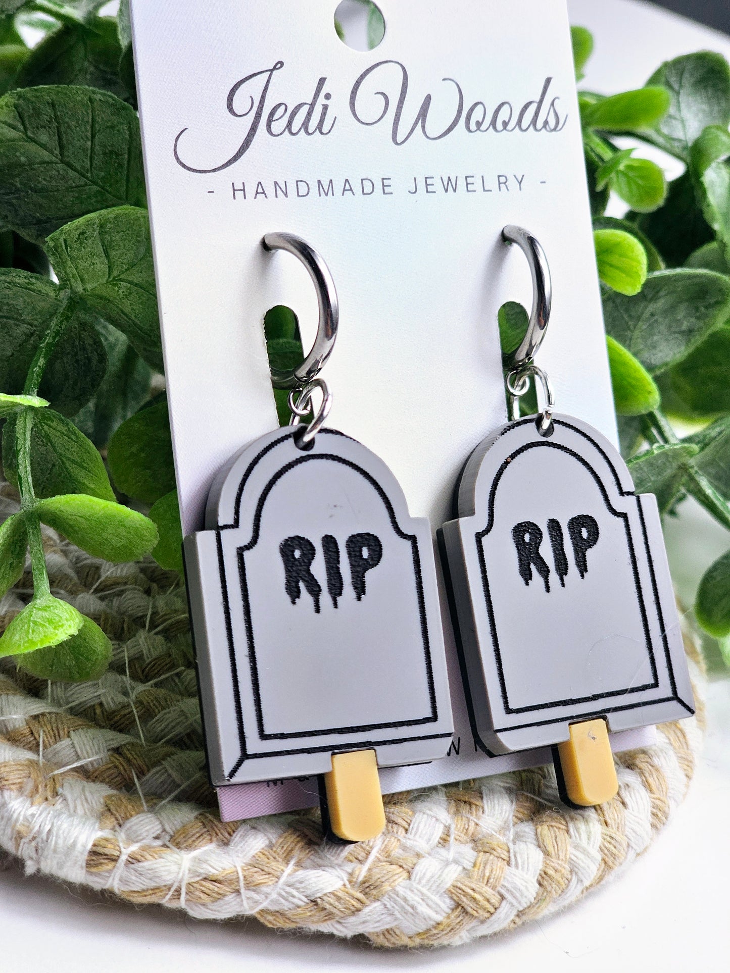 R.I.P Gravestone Popsicle Earrings