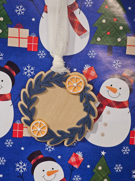 Yuletide Wreath and Berries - Wood and Acrylic Ornament
