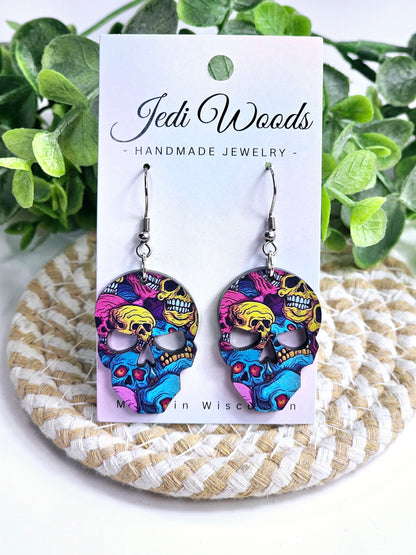 Rainbow Skull Dangles