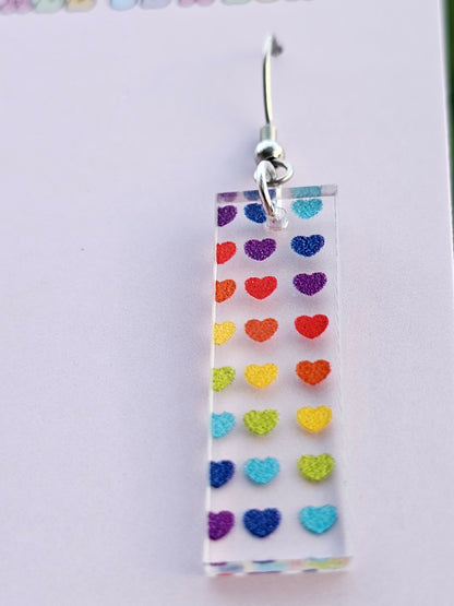 Rainbow Heart Bar Dangles