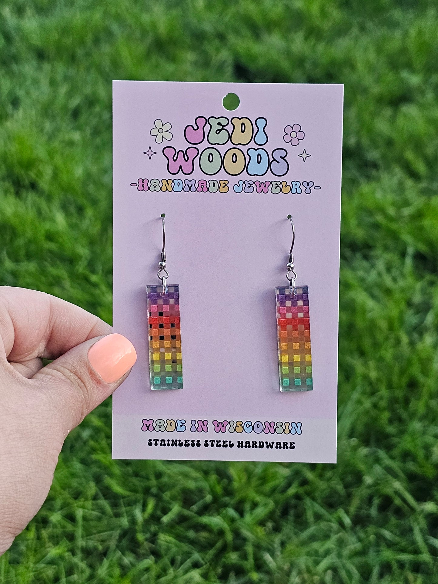 Metallic Rainbow Bar Dangles