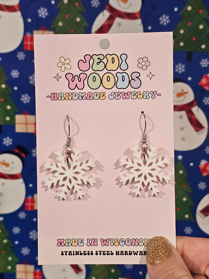 White Snowflake Earrings