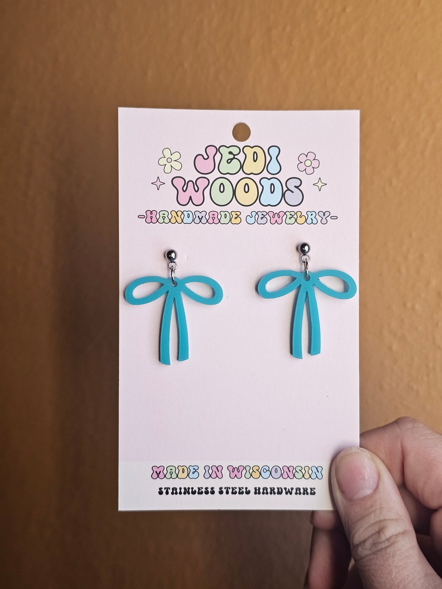 Matte Blue Bow Earrings