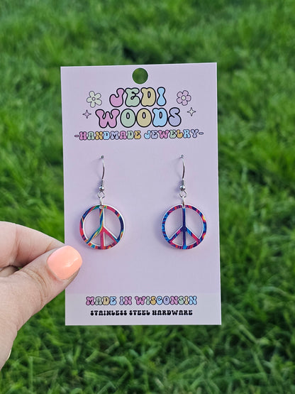 Small Peace Sign Earrings