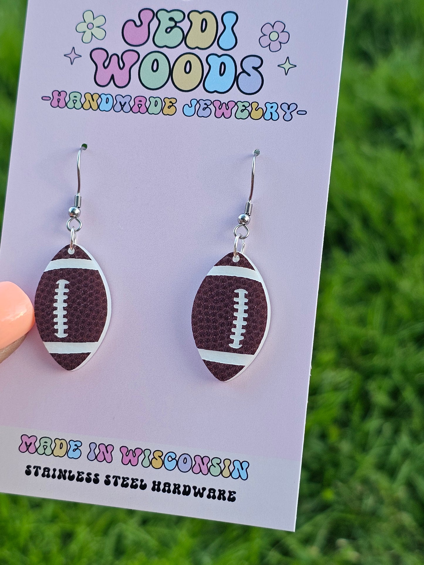 Textured Football Earrings (Two Sizes)