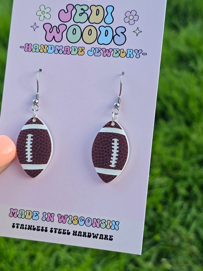 Textured Football Earrings (Two Sizes)