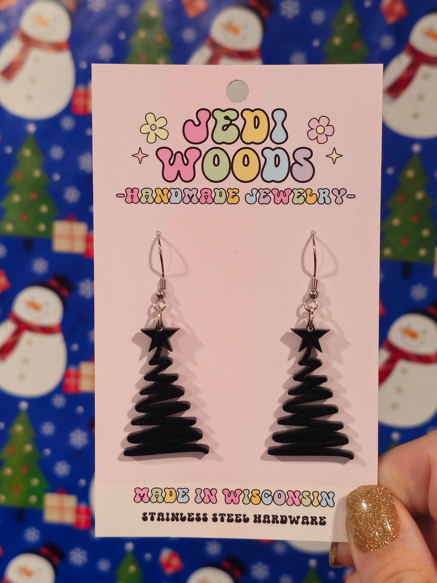 Black Squiggly Christmas Trees