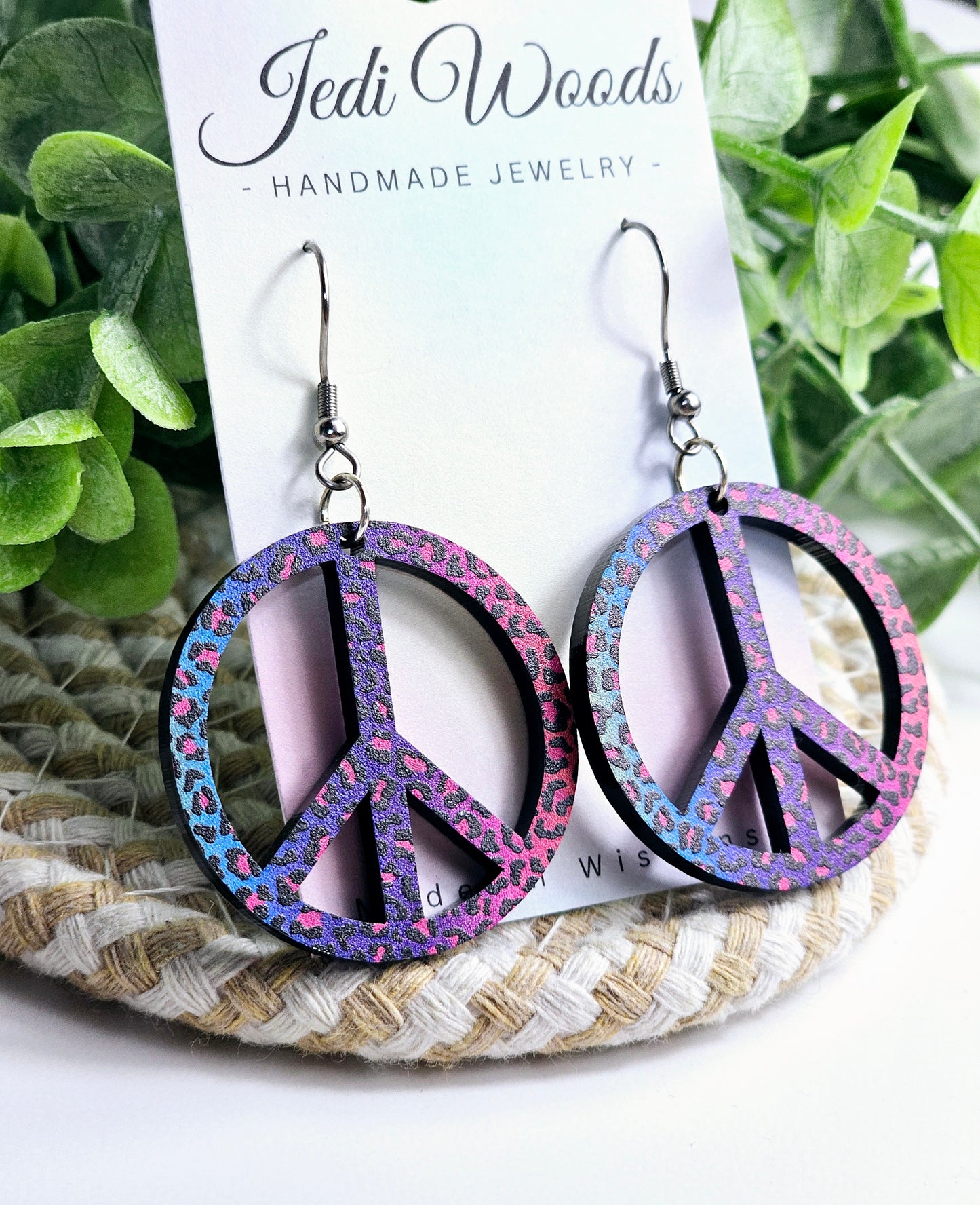 Rainbow Leopard Peace Dangles