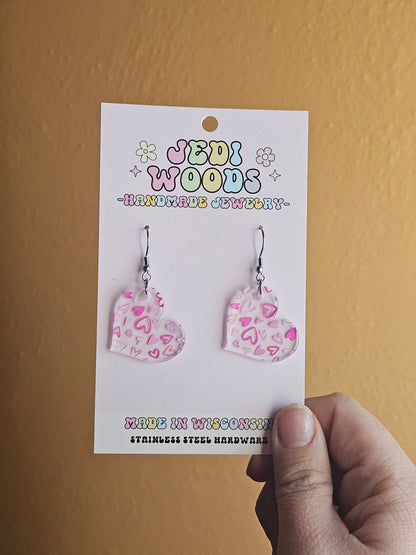 Scattered Pink Heart Earrings