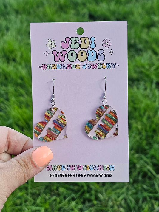 Book Heart Earrings