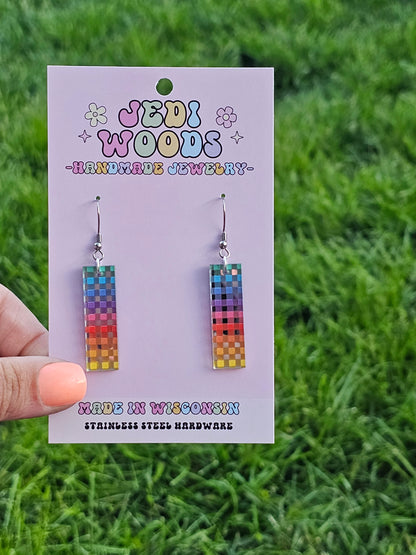 Metallic Rainbow Bar Dangles