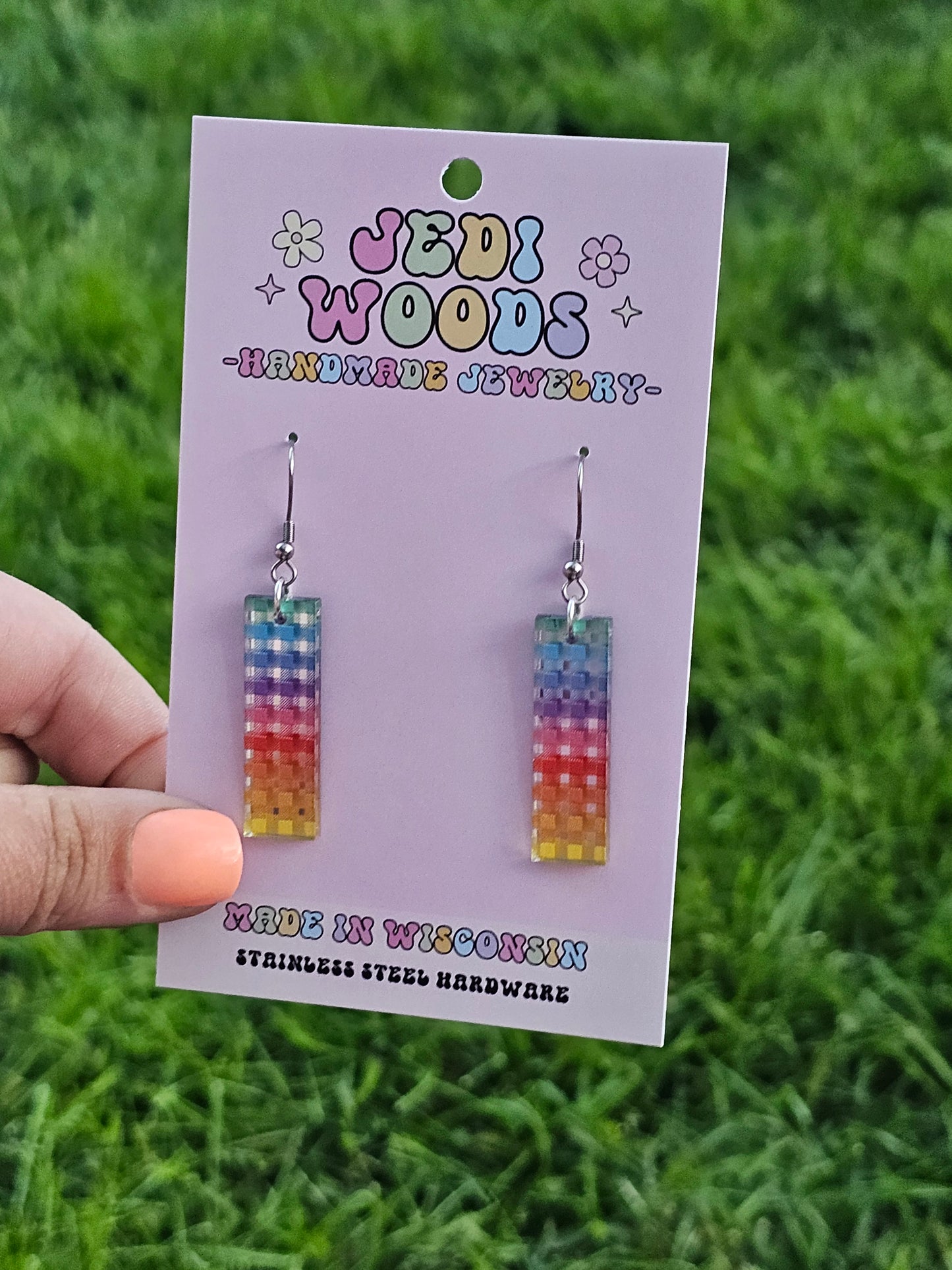 Metallic Rainbow Bar Dangles
