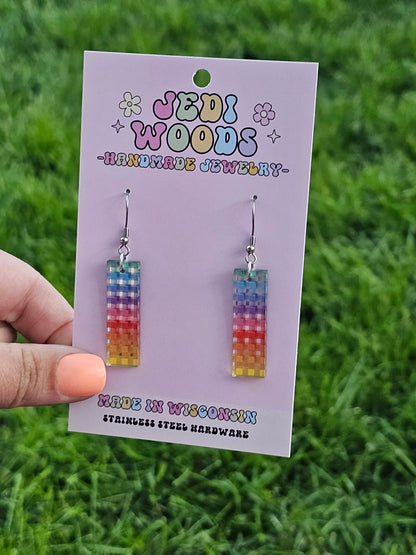 Metallic Rainbow Bar Dangles