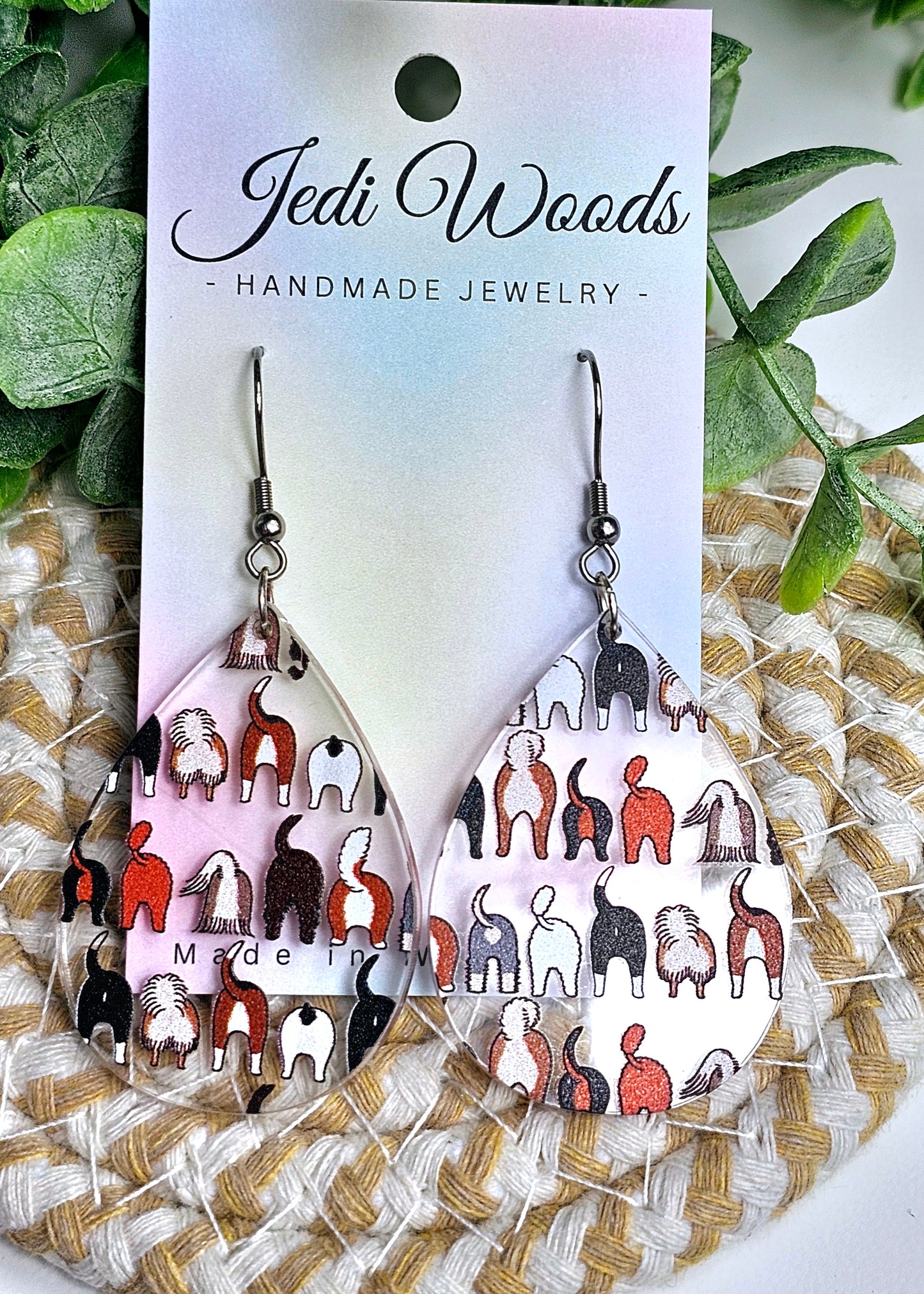 Dog Butt Teardrop Earrings