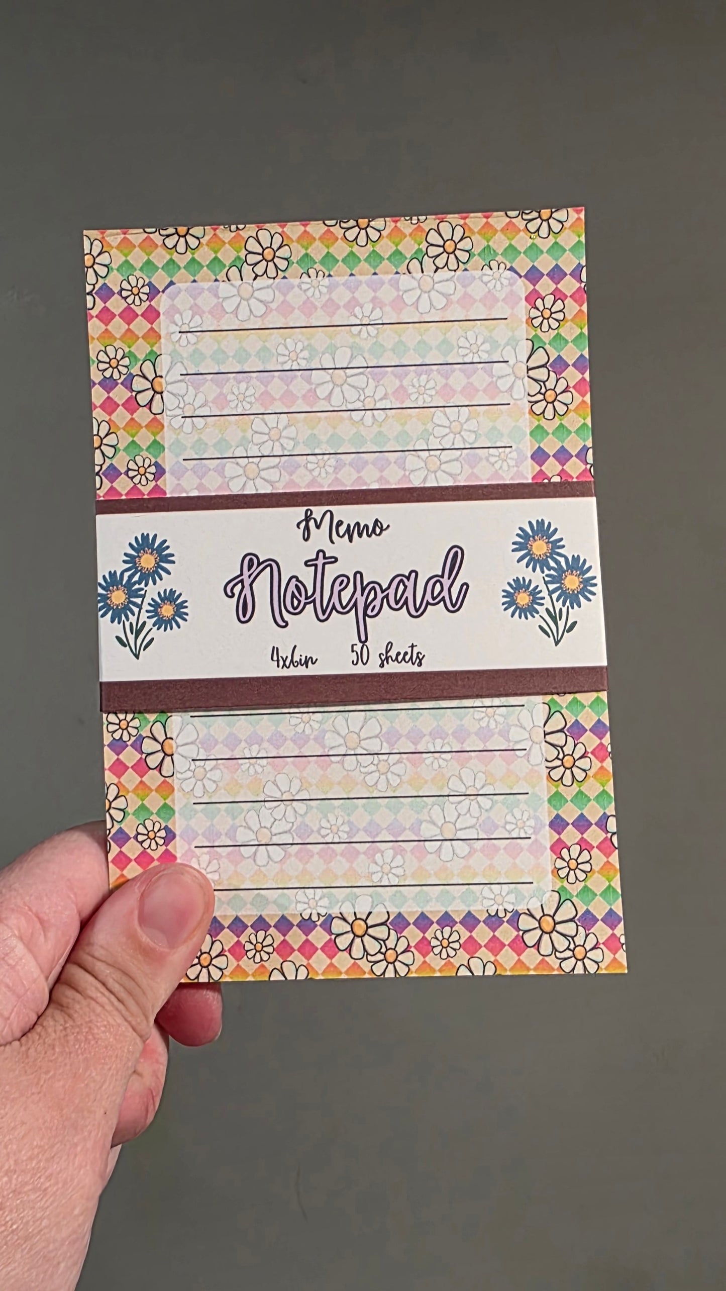 Rainbow Checkers and Flowers Memo Notepad