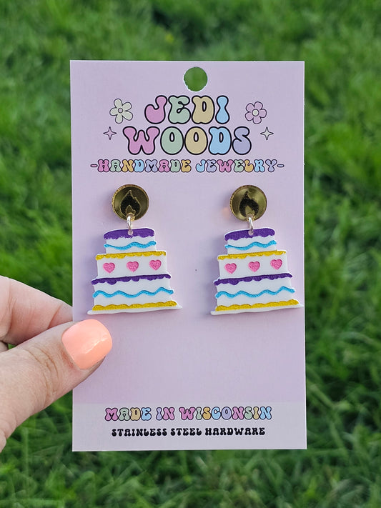 Tiered Birthday Cake Earrings