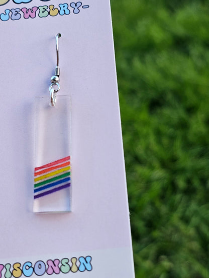 Subtle Rainbow Pride Bar Earrings