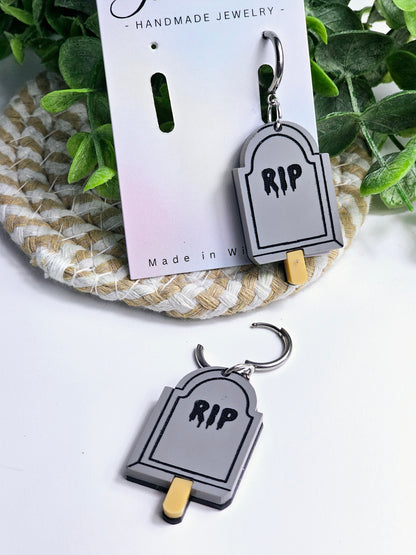 R.I.P Gravestone Popsicle Earrings