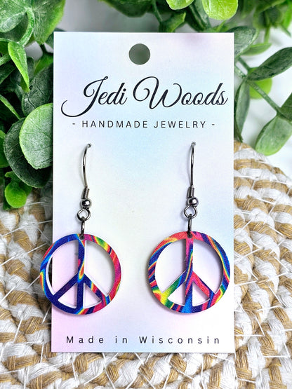 Small Peace Sign Earrings