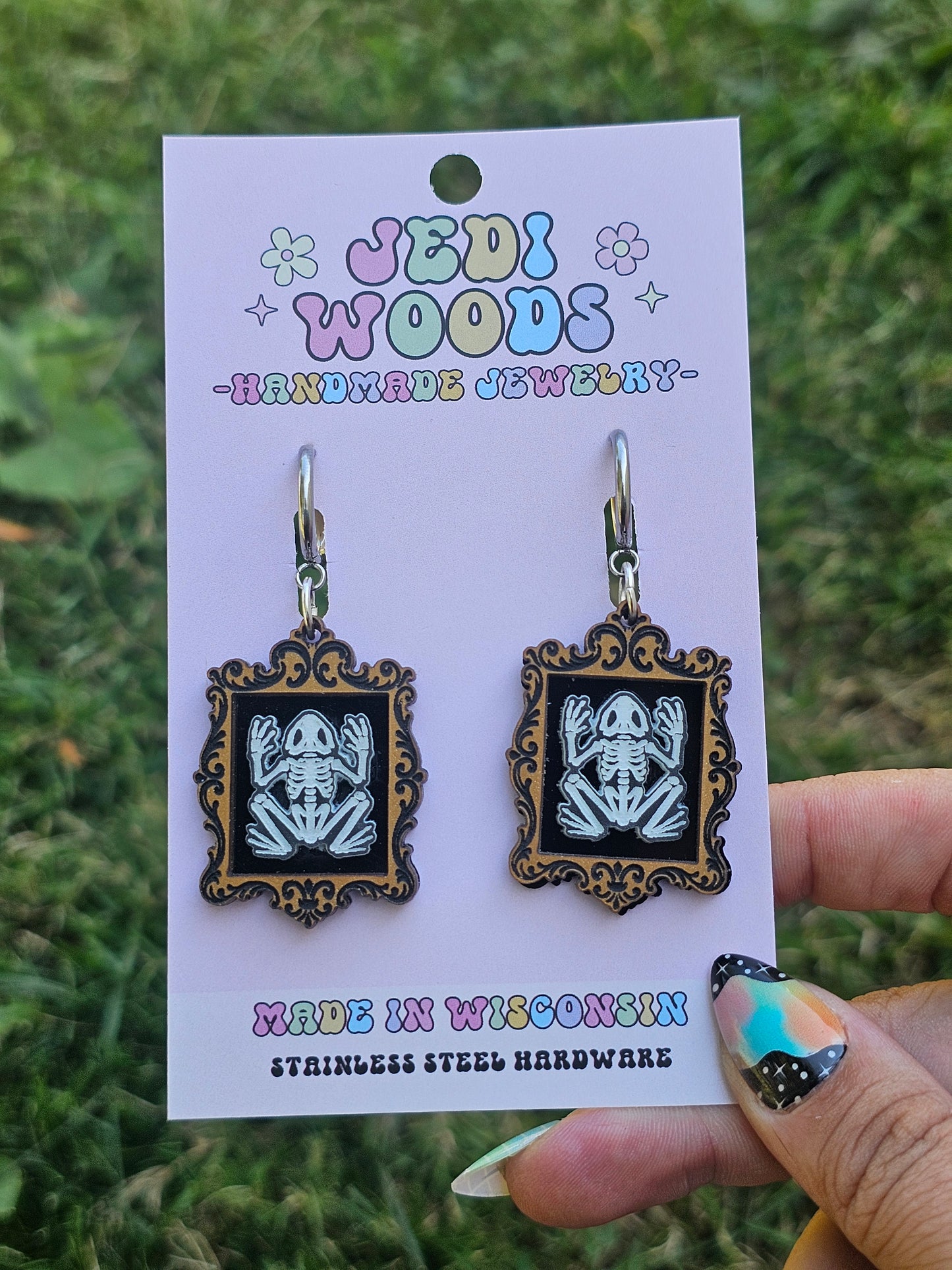 Frog Speciman Frame Earrings