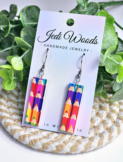 Rainbow Pencil Bar Dangles