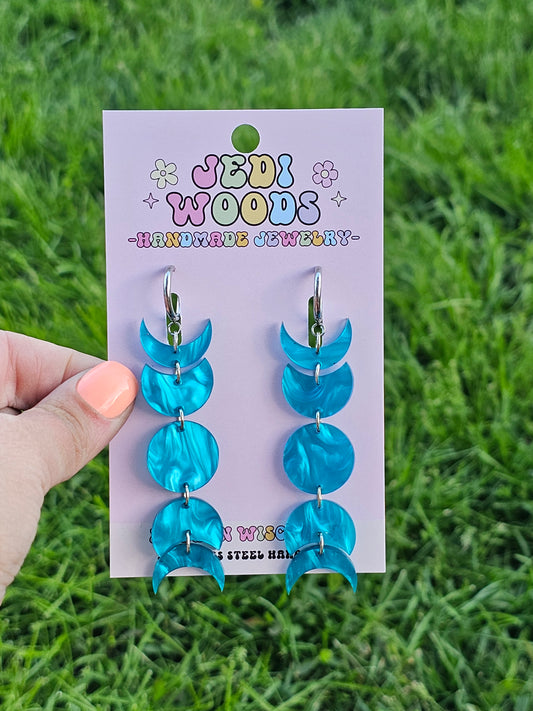 Blue Swirl Moon Phase Dangles