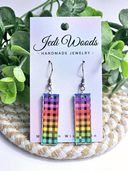 Metallic Rainbow Bar Dangles