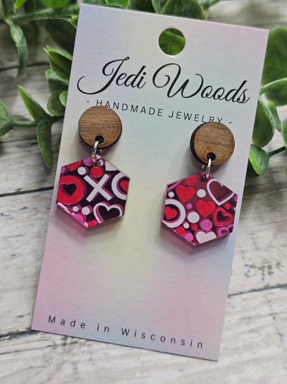 X and O Valentines Metallic Combo Earrings