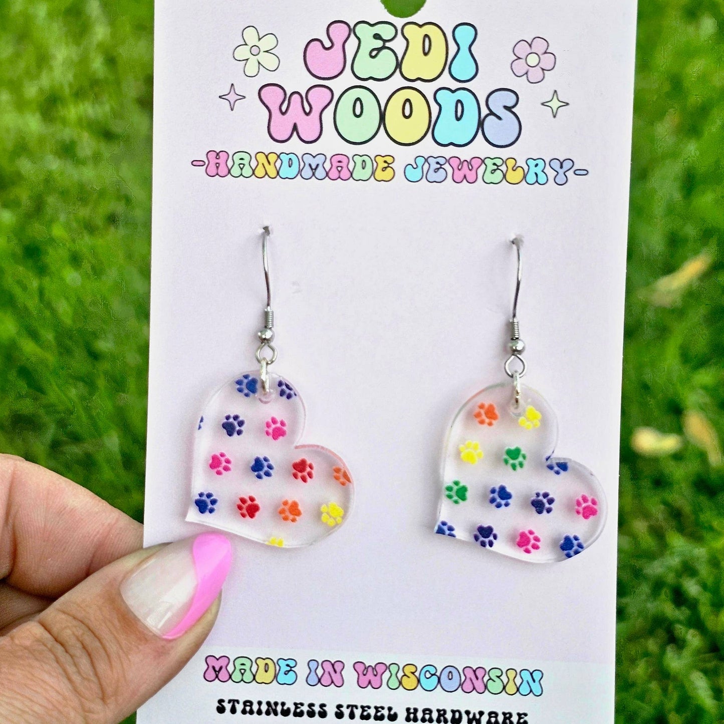 Rainbow Paw Print Earrings
