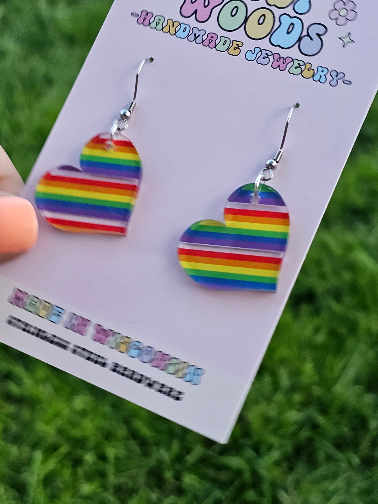 Rainbow Looking Glass Heart Earring Dangles