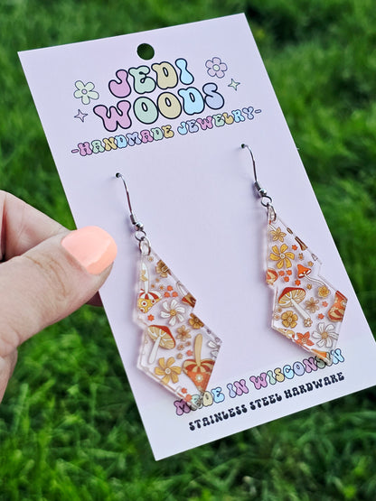 Retro Mushroom Double Diamond Earrings