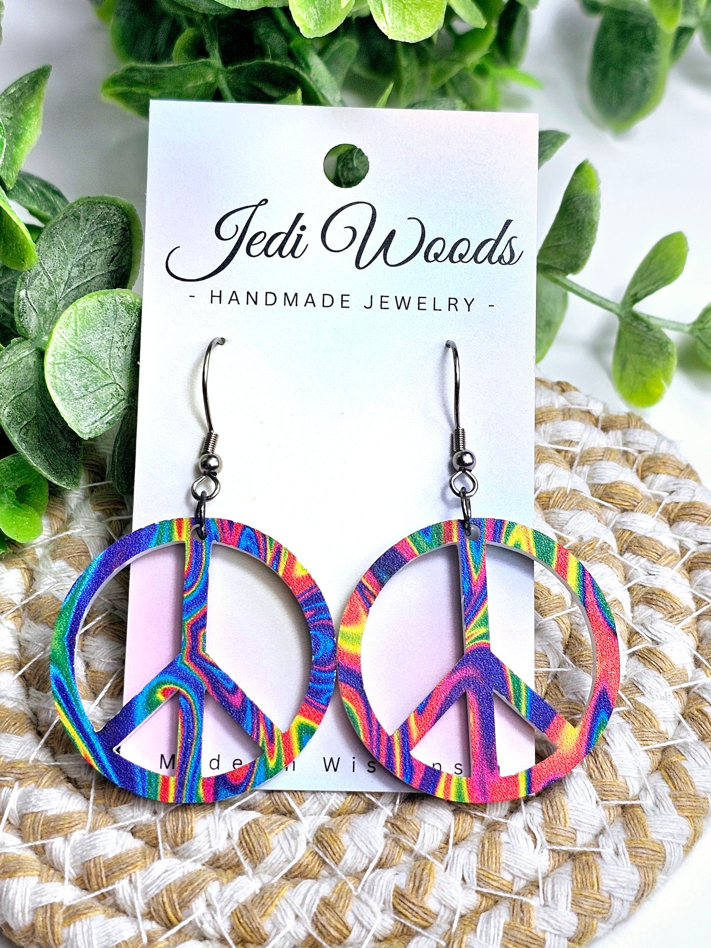 Large Peace Sign Earrings