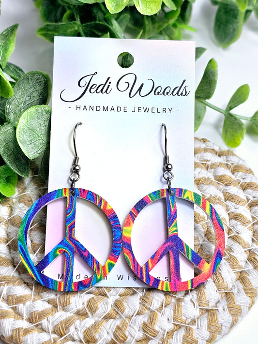 Large Peace Sign Earrings