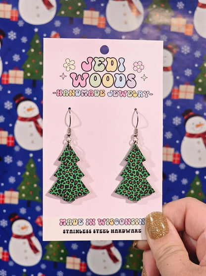 Green Leopard Christmas Tree Dangles