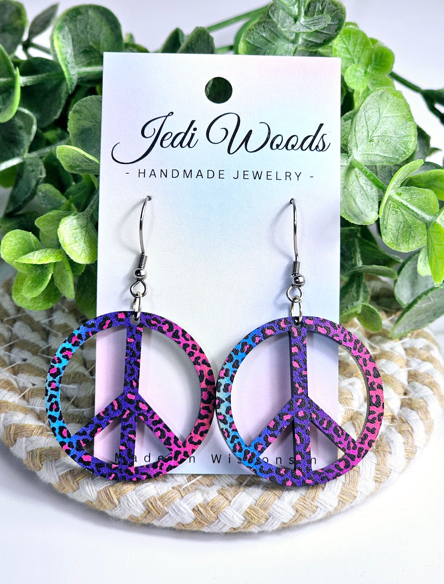 Rainbow Leopard Peace Dangles